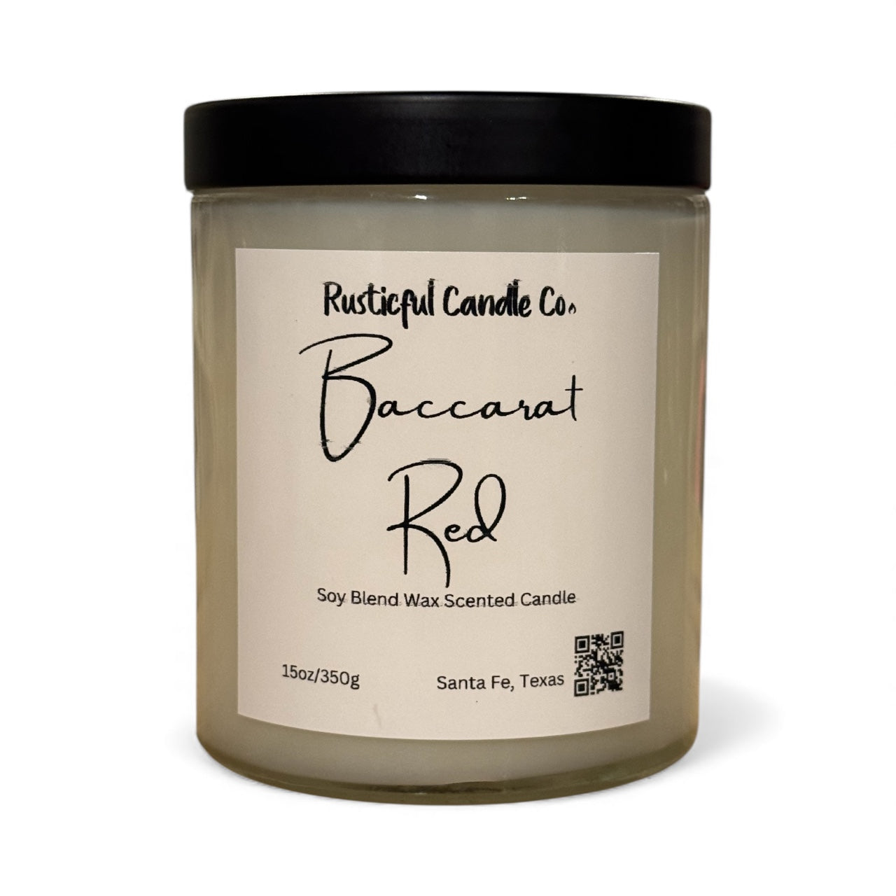 Candle with a label on a white background