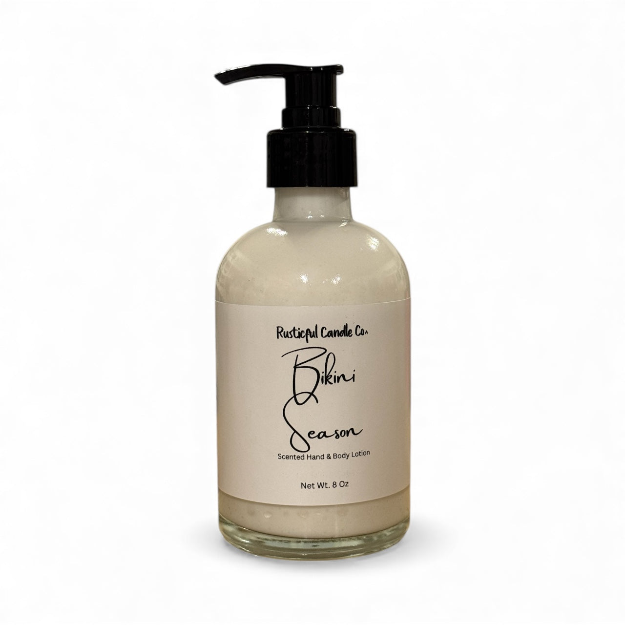 Hand and body lotion bottle with pump on a white background