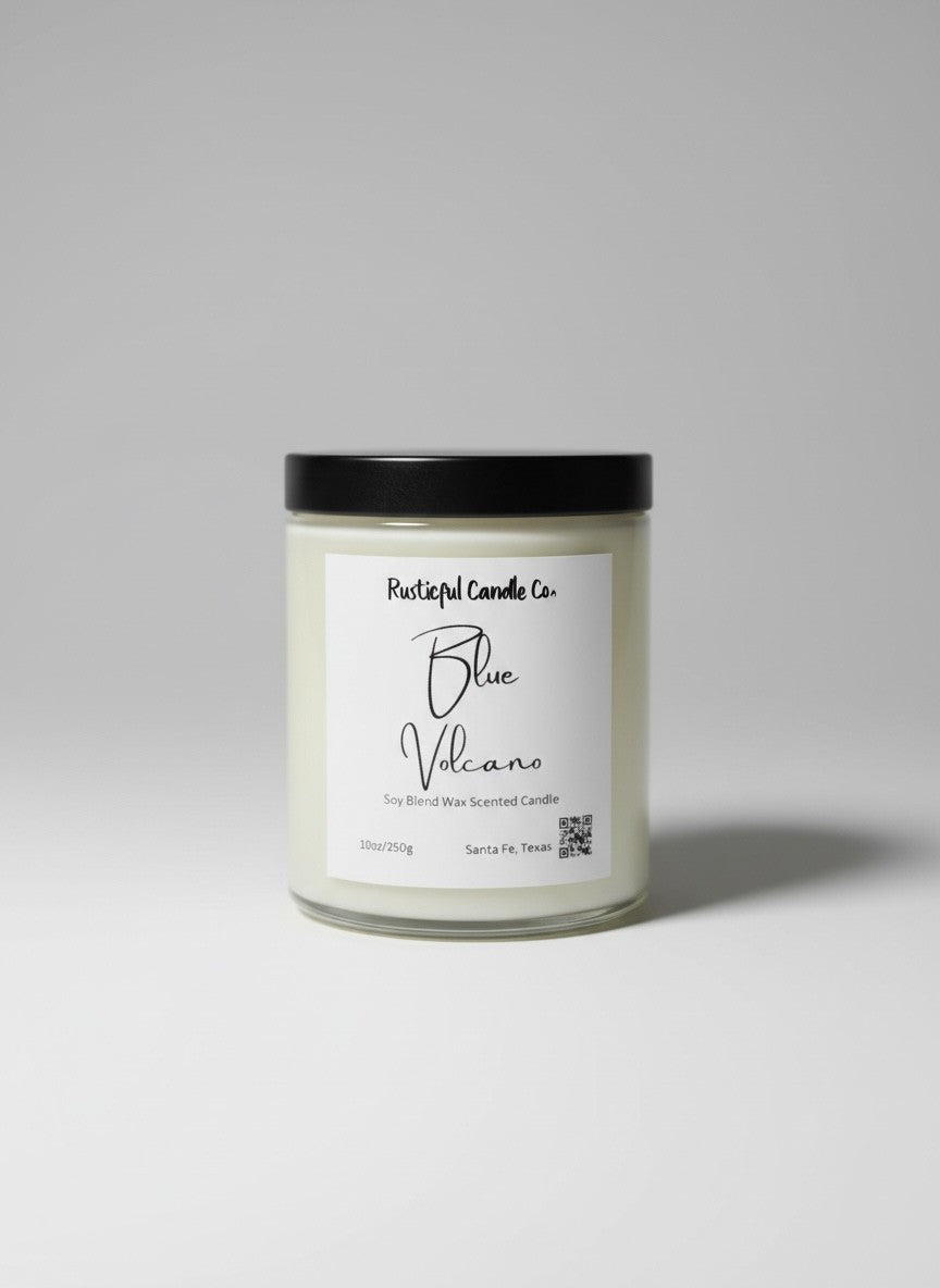 Candle with a label on a gray background