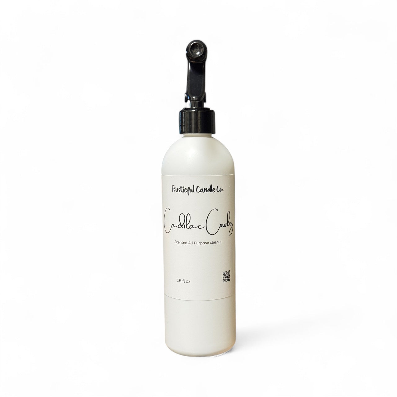 White spray bottle with black nozzle on a white background