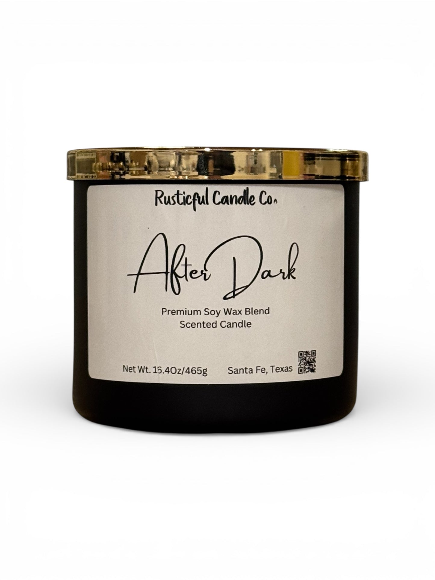 "Rusticful Candle Co After Hours 3 Wick Candle glowing with warm amber light, evoking an elegant night-out atmosphere"