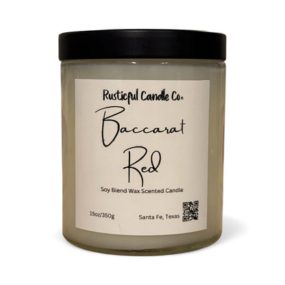 Candle with a label on a white background