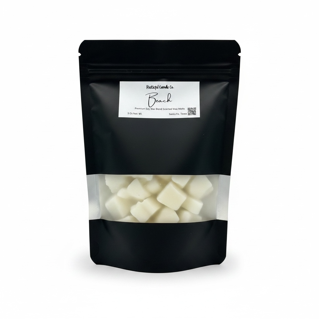 Black packaging of a candle company with visible product inside on a white background