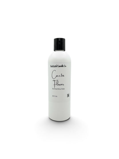 A white plastic bottle of Natural Candles Co. Cactus Flower scented soy wax candle with a black cap, centered on a white background.