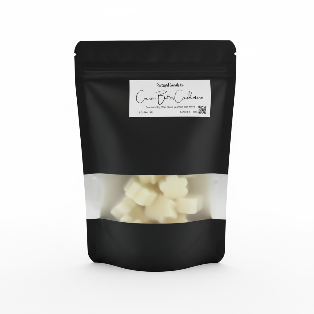 Black packaging of Cacao Butter Cashmere with visible product inside on a white background