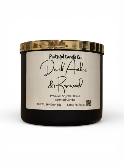 Dark Amber & Rosewood 3 Wick Scented Candle