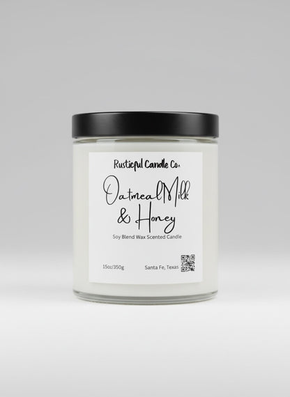 Candle with a label on a white background