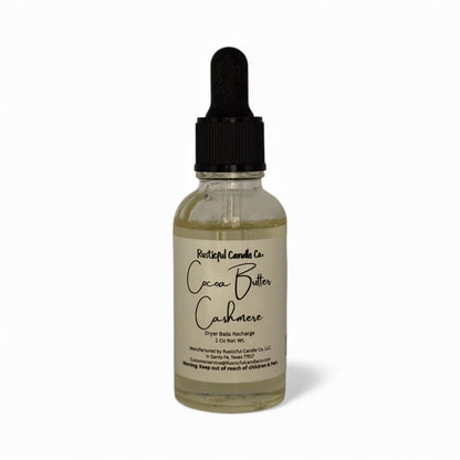 Bottle of Cocoa Butter Cashmere cream balm recharge with dropper on a white background