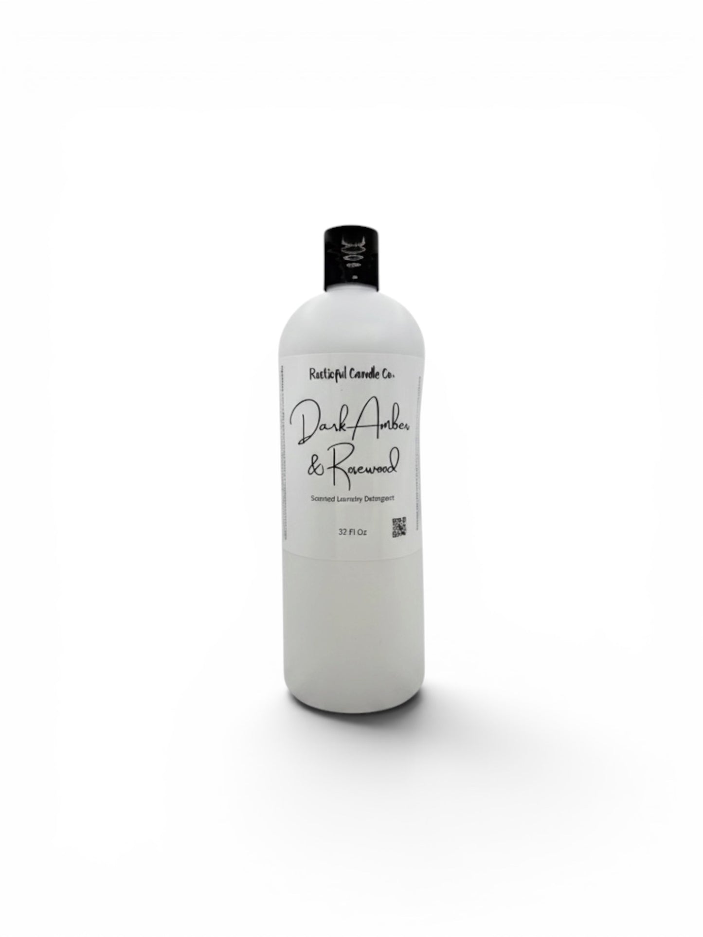 White bottle with black cap on a white background