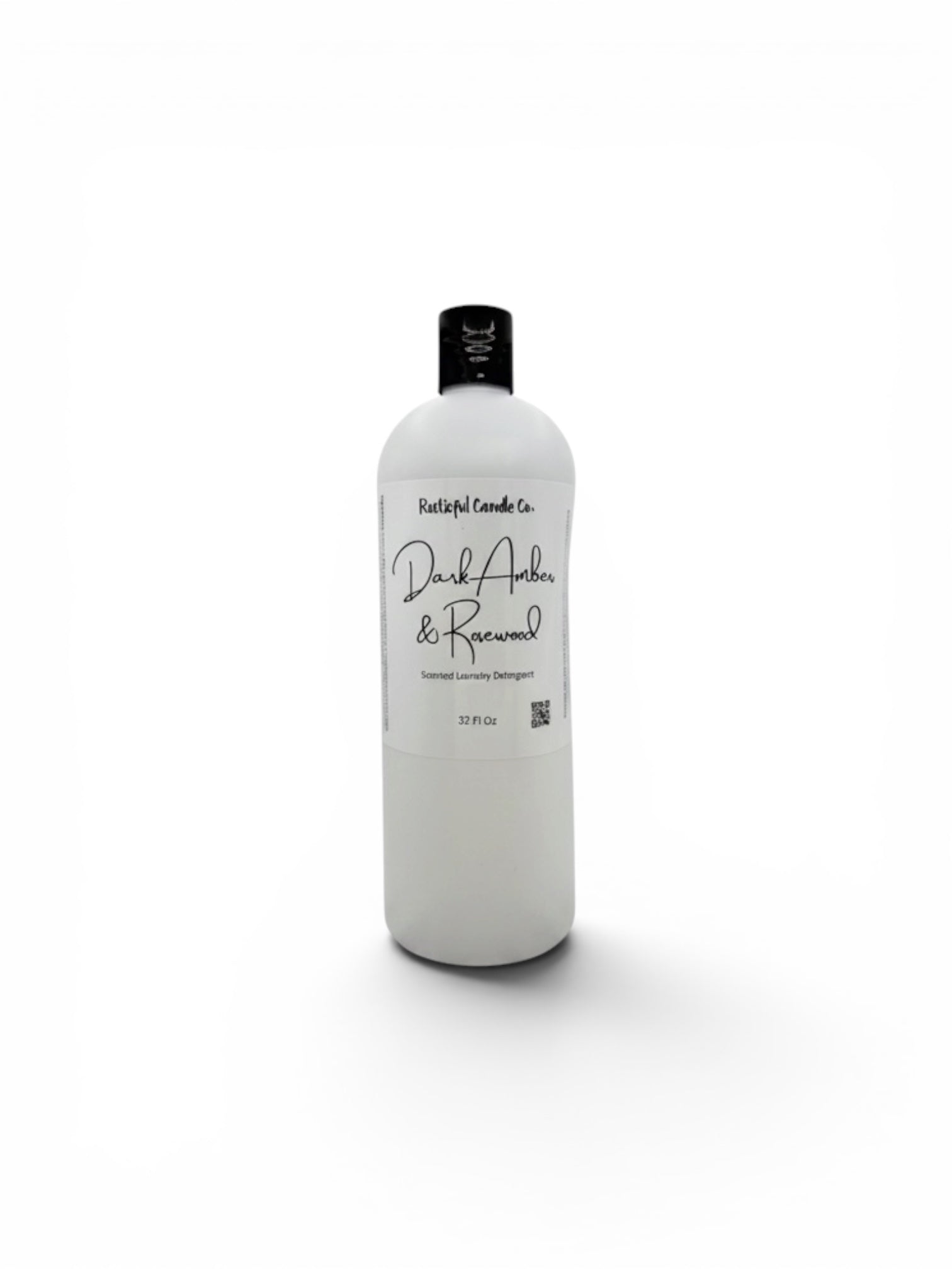 White bottle with black cap on a white background