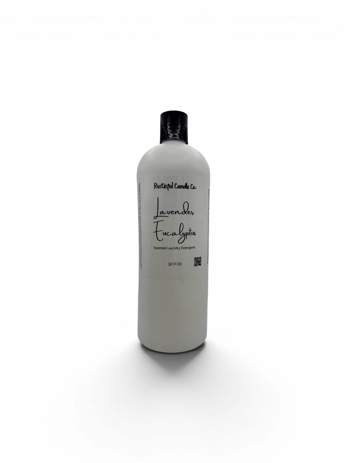 White bottle with black cap labeled 'Lavender Eucalyptus' on a white background