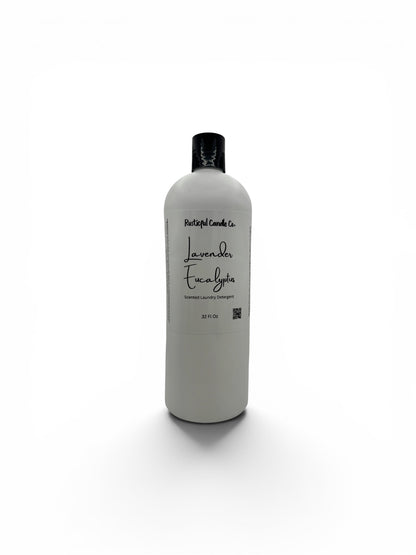 White bottle with black cap labeled 'Lavender Eucalyptus' on a white background