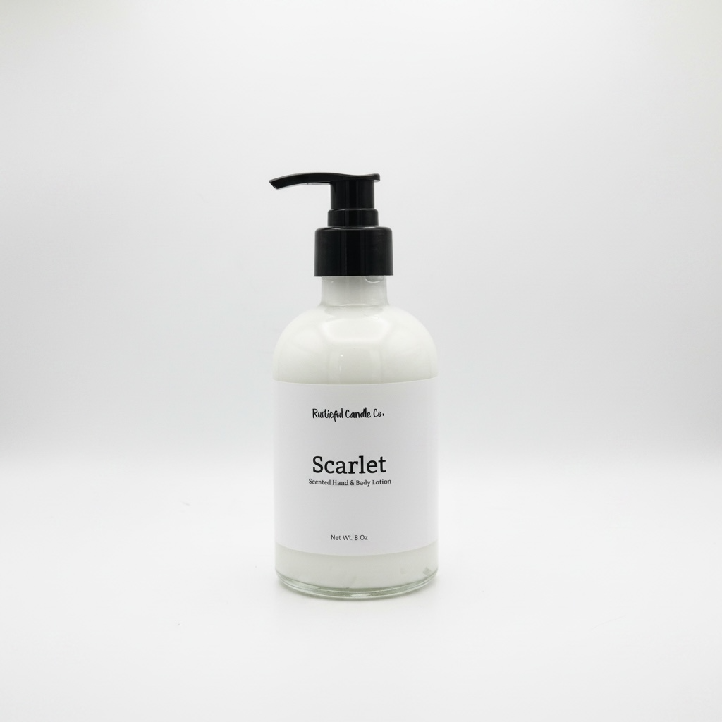Hand soap bottle labeled 'Scarlet' by Ballastine & Jessop on a white background