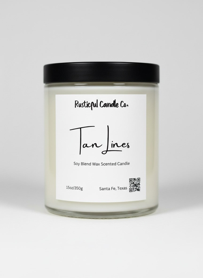 Candle with a label on a white background