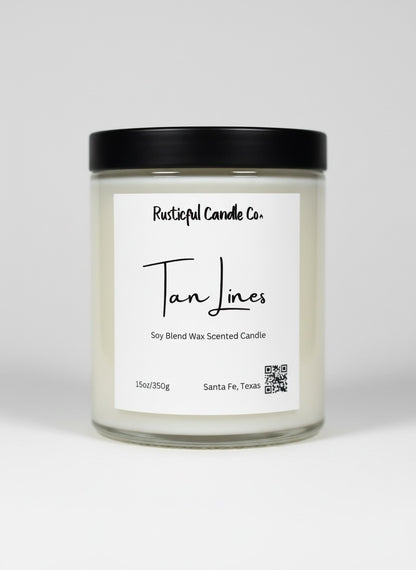 Candle with a label on a white background