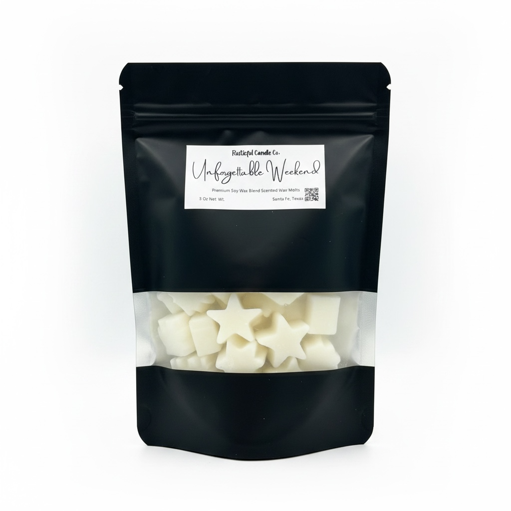 Black packaging of 'Unforgettable Weekend' with white stars inside on a white background
