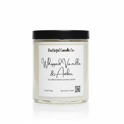 Candle with a label on a white background